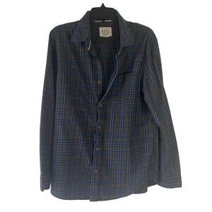 Rustic Blue Men's Size Large Grey Blue Flannel Button Up